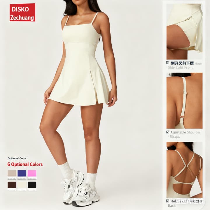 Vestido esportivo de fundo Anti-reflexo com almofada no peito respirável golfe ao ar livre linda saia de tênis de ioga n