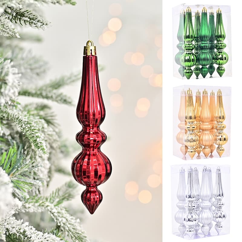 6 Pçs/set Pinturas Em Forma De Cone Bola De Natal Gotas De Água Plástico Árvore Pendurado DIY