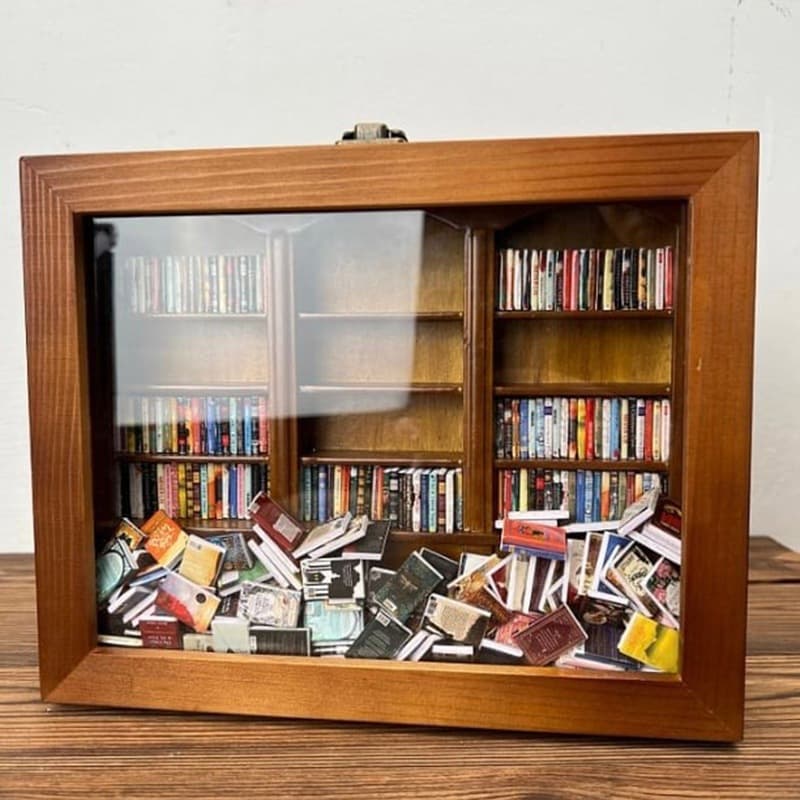 Mini Estante Com 200 Livros Minúsculos | Biblioteca Detalhada , Acessório De Mesa Calmante Para Escritório E Casa