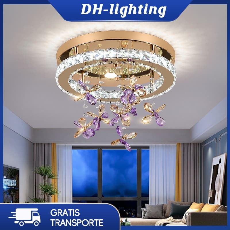 (Com LED) Nova Luz De Luxo Cristal Quarto Sala Estar Escada Corredor Varanda Decorativa