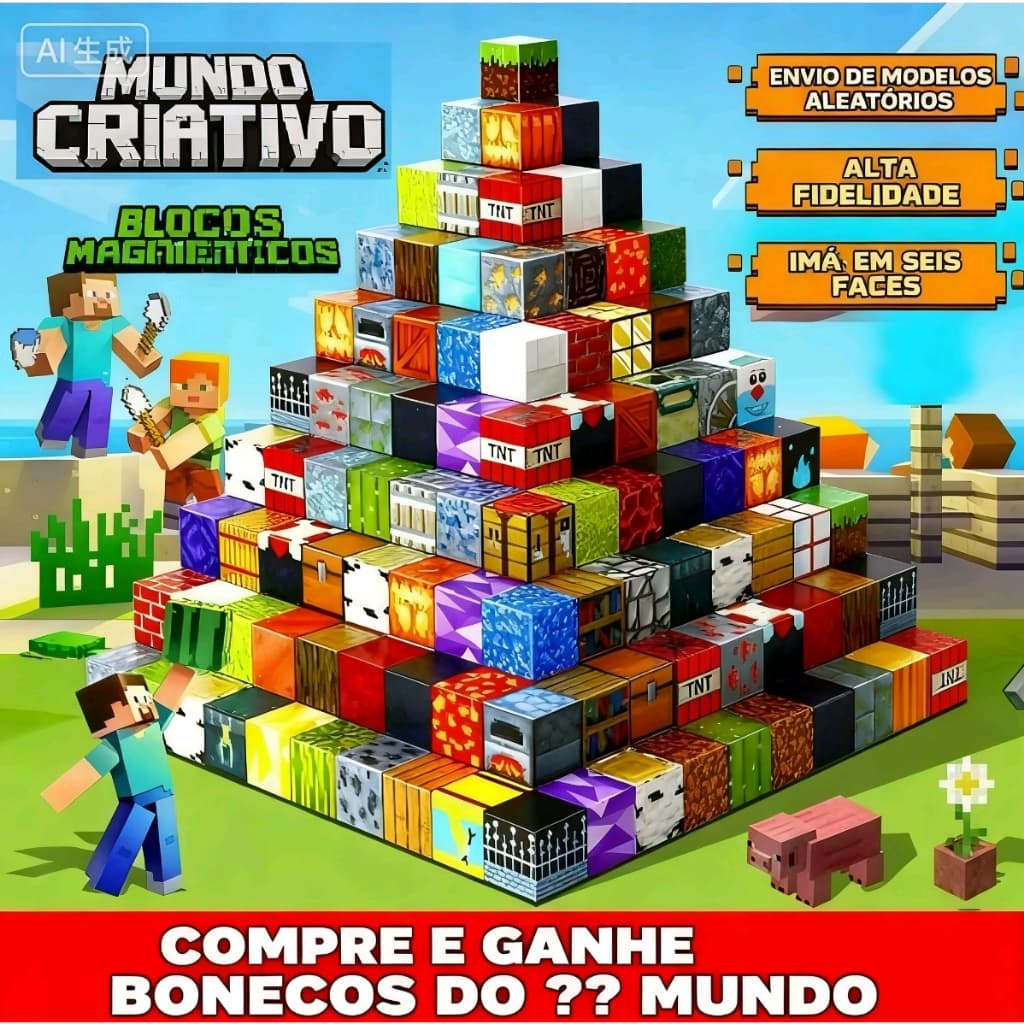 50/100/200PCS Blocos de construção de cubo magnético Montagem de criação gratuita DIY Brinquedos educativos para criança