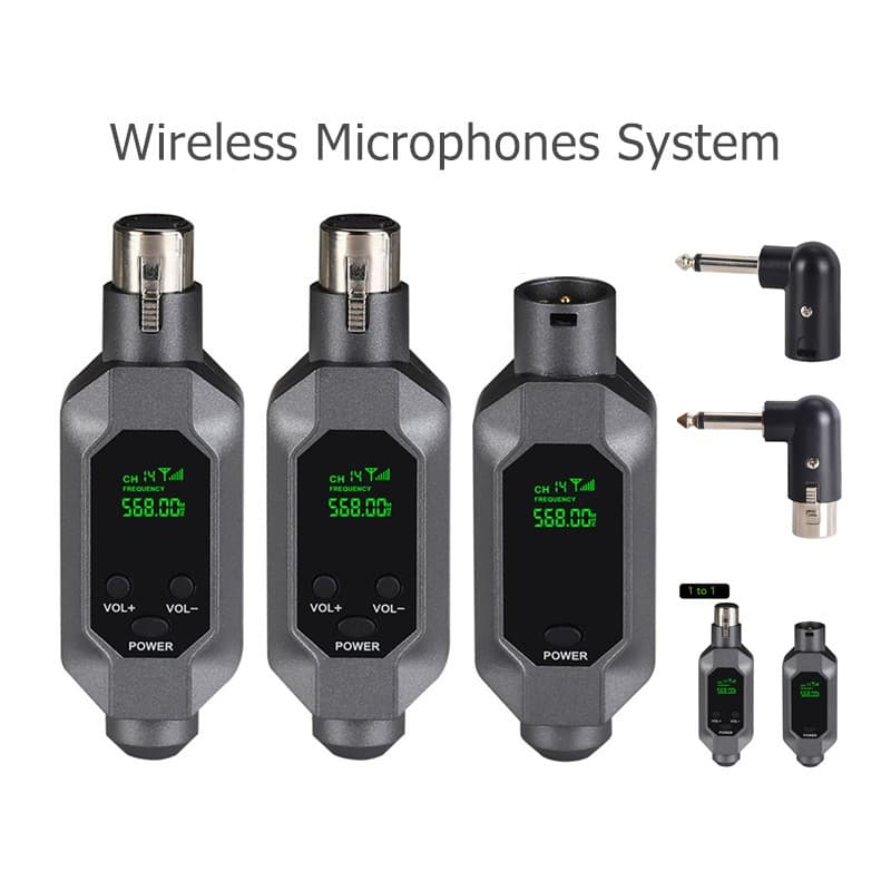 Sistema De Microfones Sem Fio 2.4G XLR Receptor De Transmissão De Áudio Para Microfone Dinâmico Misturador De Guitarra