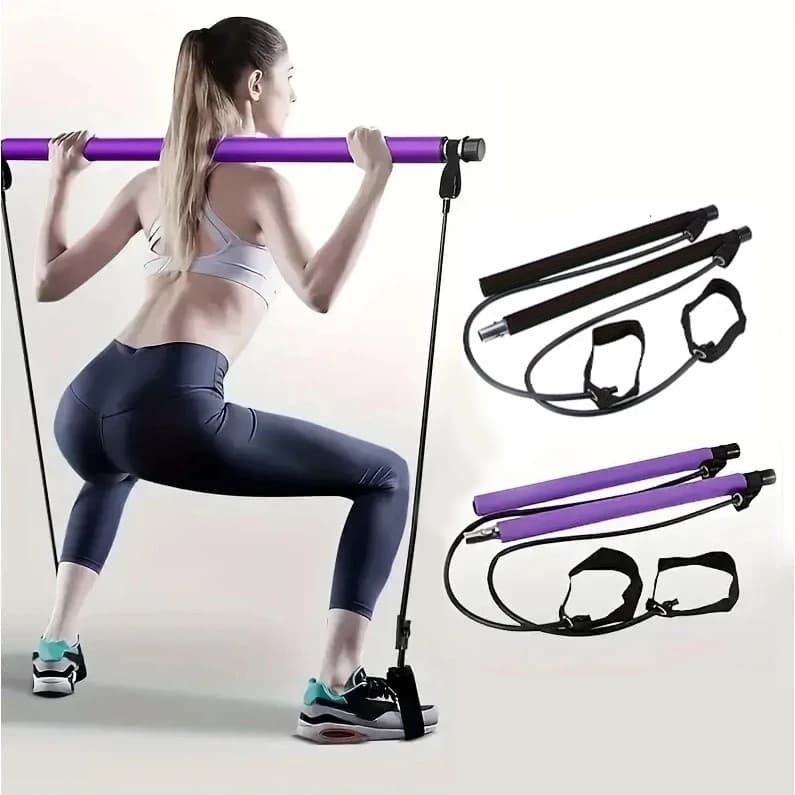 Barra Pilates Elástico Bastão Exercícios Aparelho Academia Portátil Treino Musculação Yoga Fortalecimento