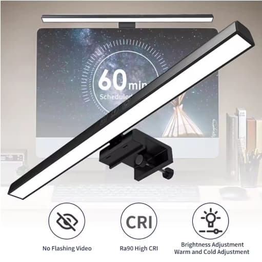 Lâmpadas de leitura de computador Lâmpadas 33/50cm de tela LED de mesa de 3 cores ajustáveis Lâmpadas