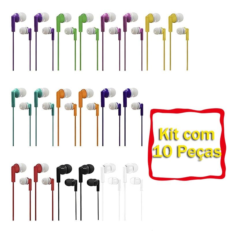 Peças 10 unidades Fone de Ouvido Estéreo com Fio  Stereo Headphone