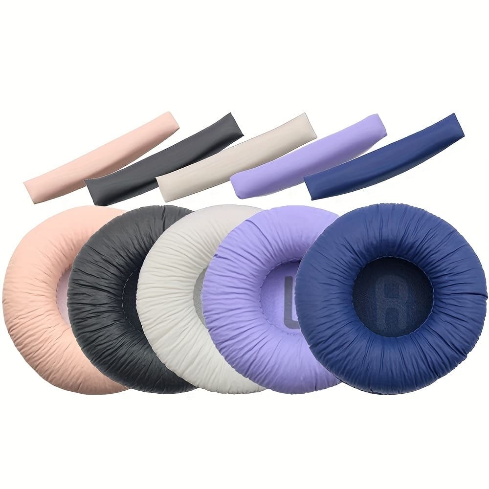 Um par de almofadas de esponja para fone de ouvido compatíveis: JBL Tune600BT T500 T510BT T450BT T450BT Branco Preto