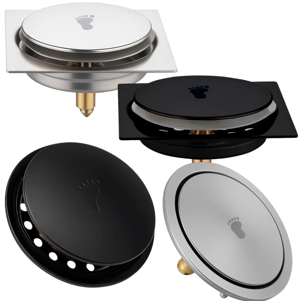 Ralo Click Inteligente em Metal Inox 10x10/15x15 Cromado Preto/Prata/Dourado Piso Banheiro Quadrado Redondo