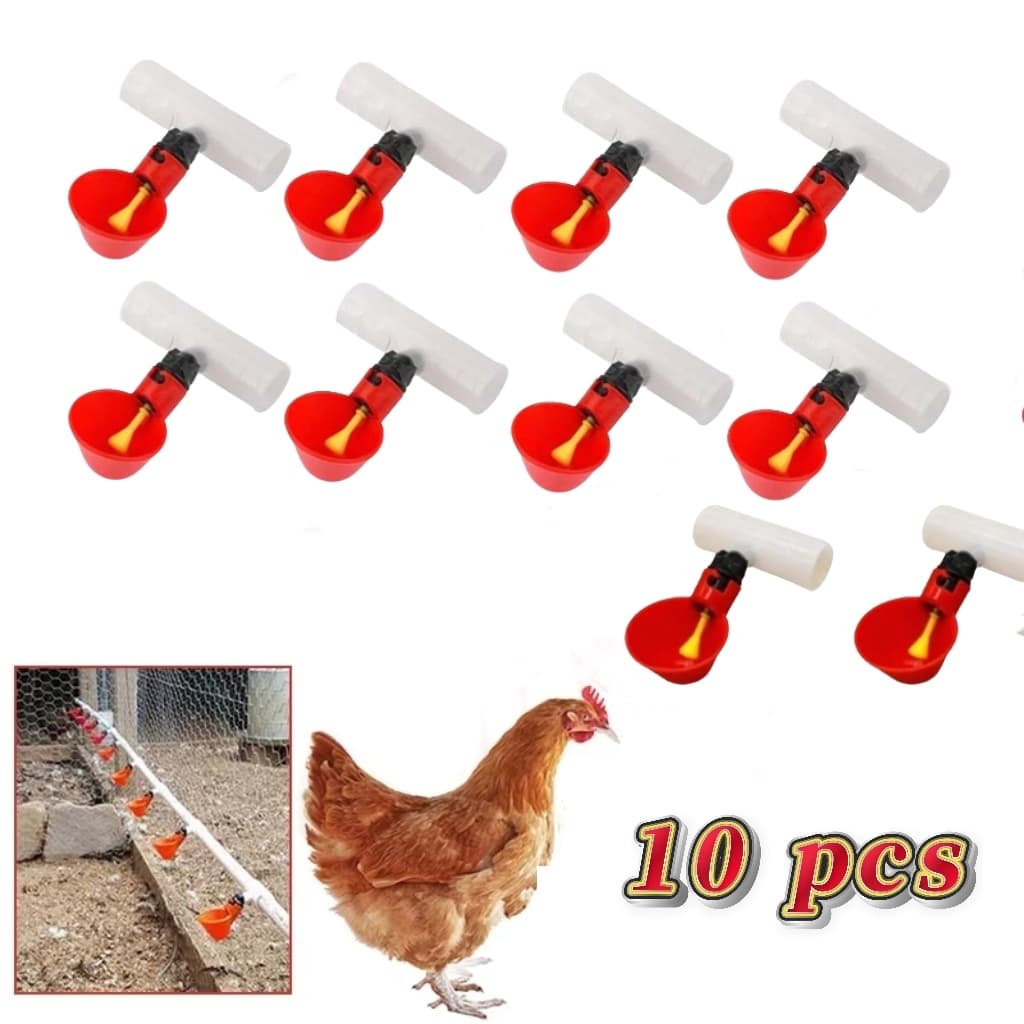kit 10 bebedouro automático copinho copo para aves + conexão T