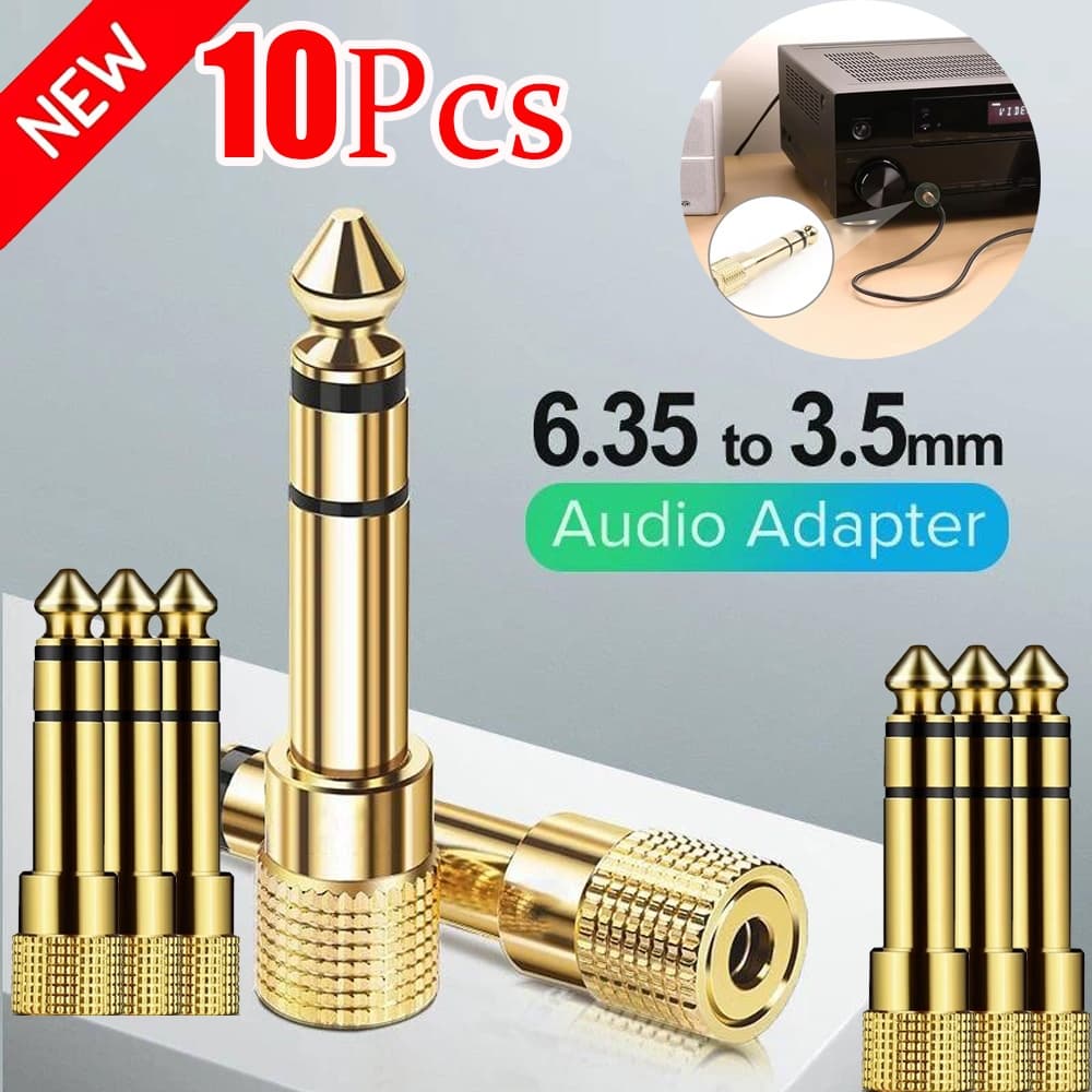 Conversor De Entrada De Adaptador De Áudio De 10 Unidades-6.5 Mm A 3.5 Para Celular E PC Amplificador De Guitarra De Fon
