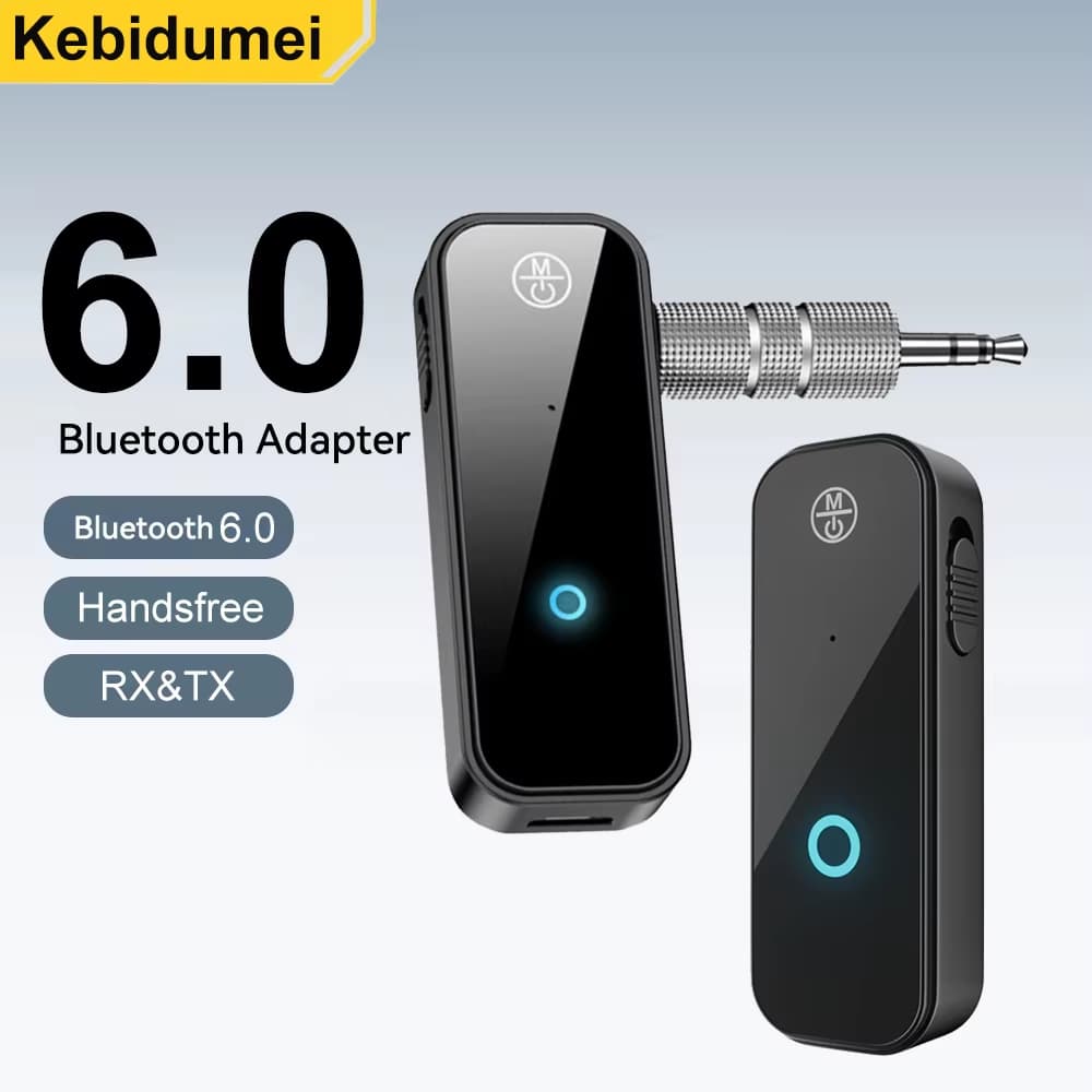 Bluetooth 6.0 Receptor De Áudio Transmissor Chamada Mãos-Livres 3.5mm AUX Jack USB Dongle Música Estéreo Adaptador Sem F