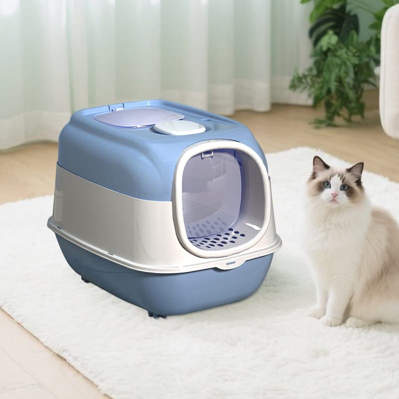 MIW Caixa de Areia Grande e Fechada Para Gatos, Caixa de Areia Para Gatos Resistente à Sujeira Esterilização UV