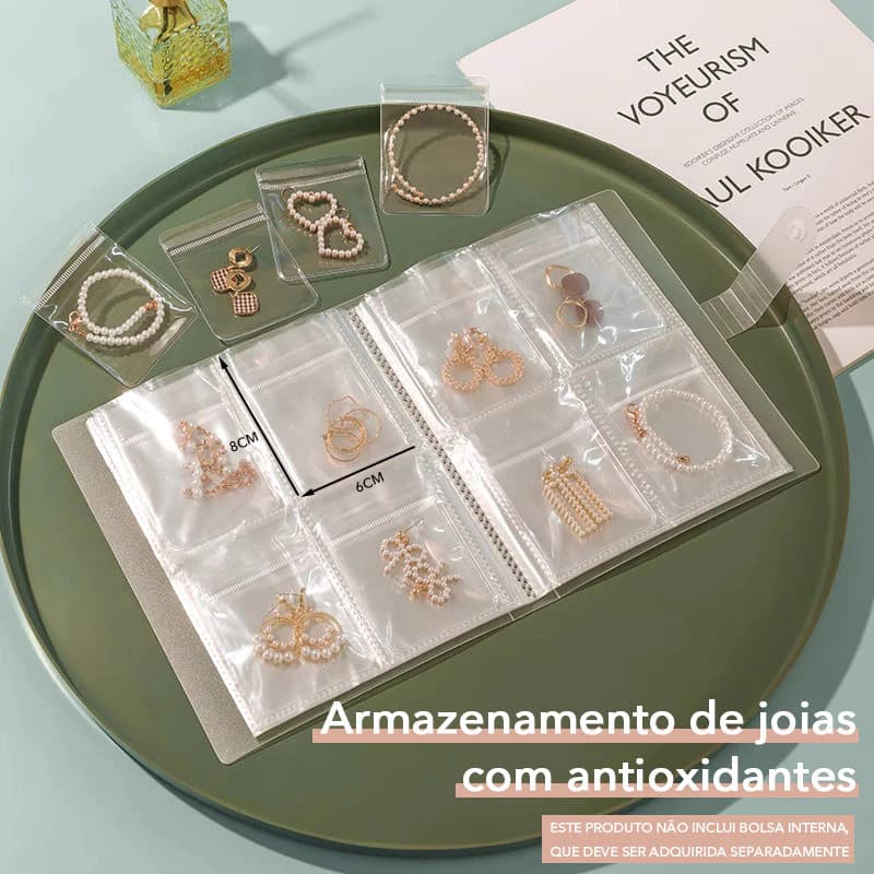 84/160 Grade Transparente Livro De Armazenamento De Jóias Auto Selagem Saco Para Colar Anel Foto Cartão Organizador