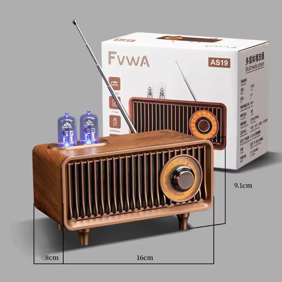 Rádio De Som Estéreo FM De Madeira , Vintage , Imitação De Grão Portátil , Bluetooth , Alto-Falante