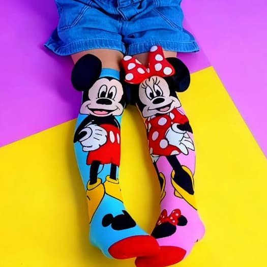 Meias Maluca Mickey Mouse E Minnie Infantis Divertidas【Alta Qualidade】Meia Infantil Cano Alto