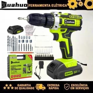【110V/220V】Parafusadeira Furadeira 26V Baterias Sem Fio Impacto Com Maleta Completo.