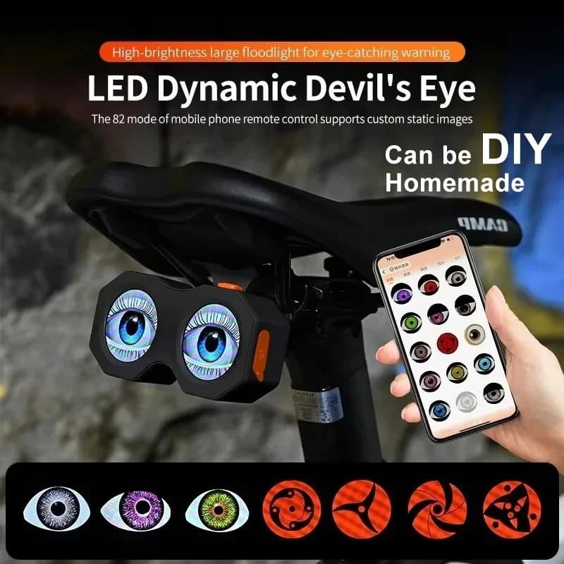 Olhos Programáveis Luzes Traseiras Da Bicicleta Luz Decorativa Diabo Cauda Recarregável Para Motocicleta