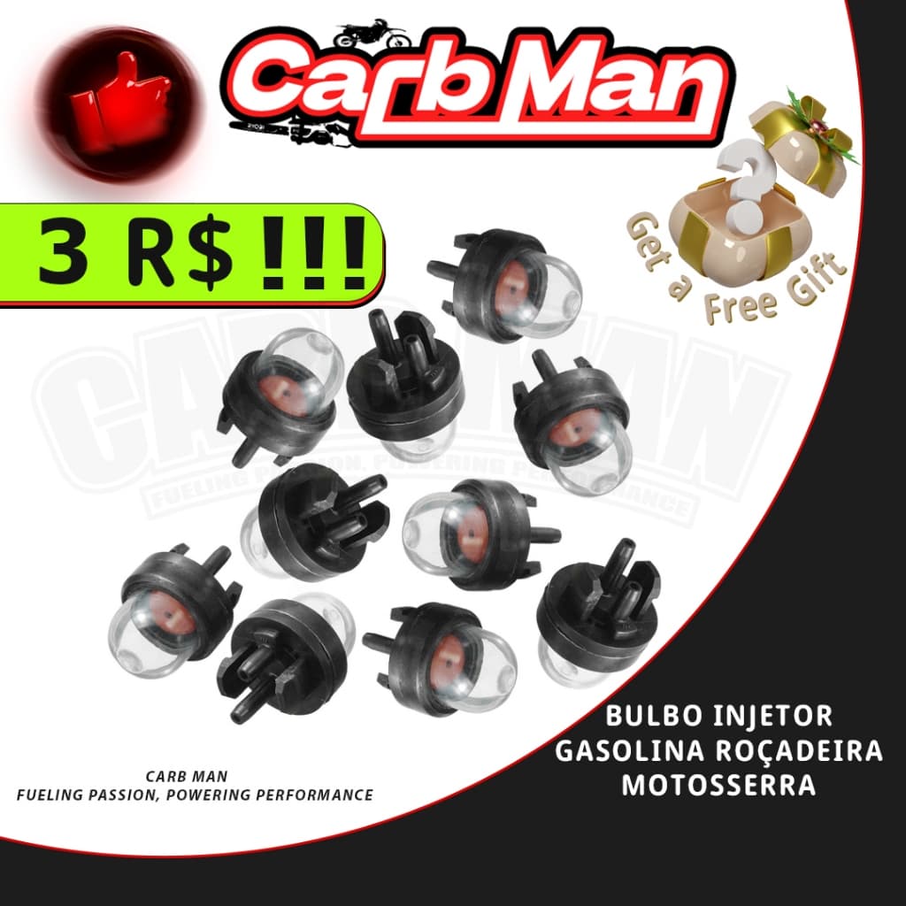 Kit 20 Bulbo Injetor Gasolina Universal Roçadeira Motosserra Soprador
