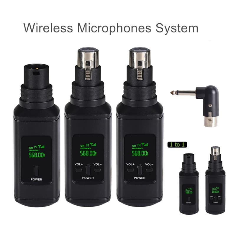 Sistema De Microfones Dinâmicos Sem Fio De 2.4 Ghz XLR Transmissor Receptor Para Microfone Dinâmico Mixer Guitarra PA
