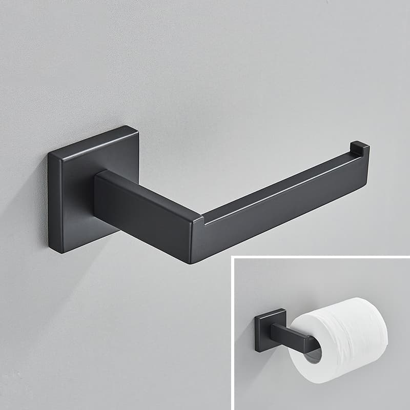 Suporte De Porta De Papel Higiênico Com Prego Acessórios De Banheiro De Aço Inoxidável Preto