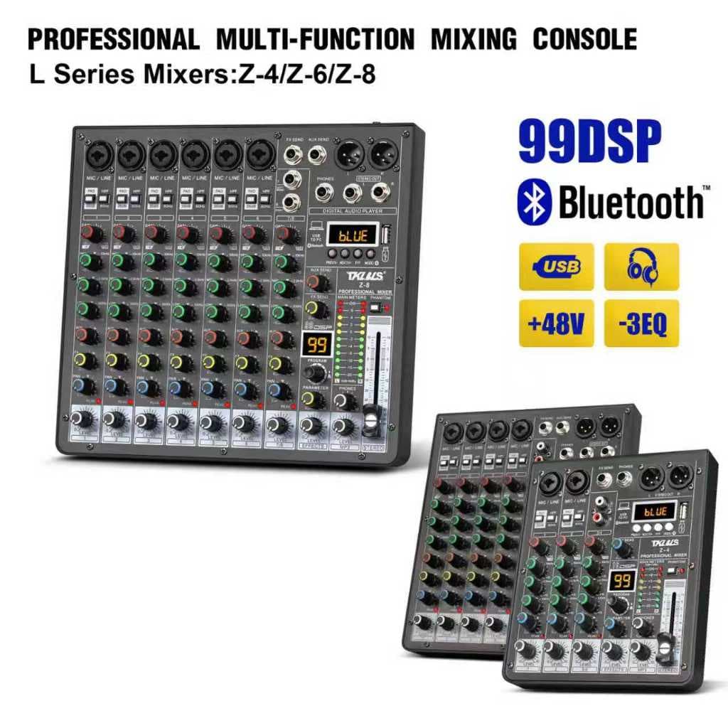 Mesa de Som 4/6/8 mini Mixer canais Interface bluetooth usb computer 48V phantom power Áudio TKLBLS