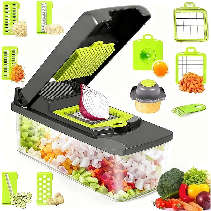 Fatiador De Cozinha Multiuso Profissional , Aço Inoxidável 18 Em 1 , Cortador , Ralador , Legumes , Frutas , Alimentos