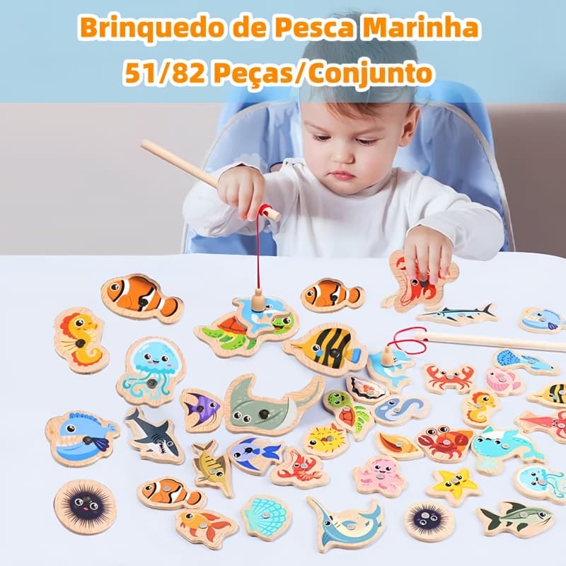 Kit Brinquedo Pesca Magnética Crianças 1-3 Anos-Jogo Educativo para Aprendizado Precoce e Interação entre Pais e Filhos