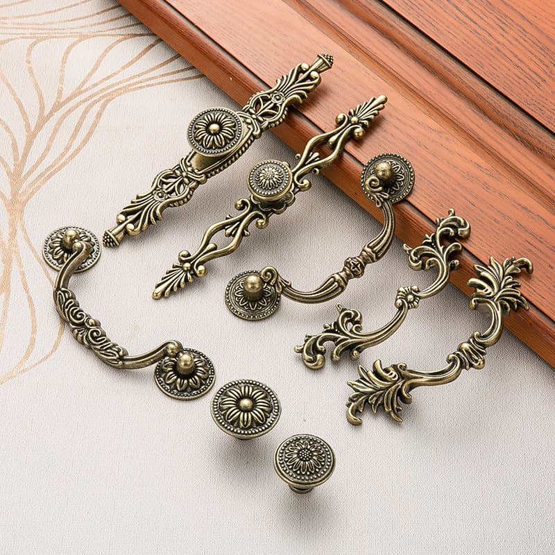 Puxadores De Porta De Armário De Bronze Vintage Francês Gaveta De Guarda-Roupa Antigo Cozinha