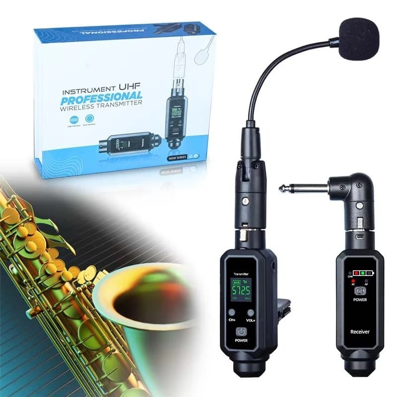 Receptor Transmissor De Microfone Sem Fio UHF Sax Para Guitarra Misturadora Condensador Dinâmico