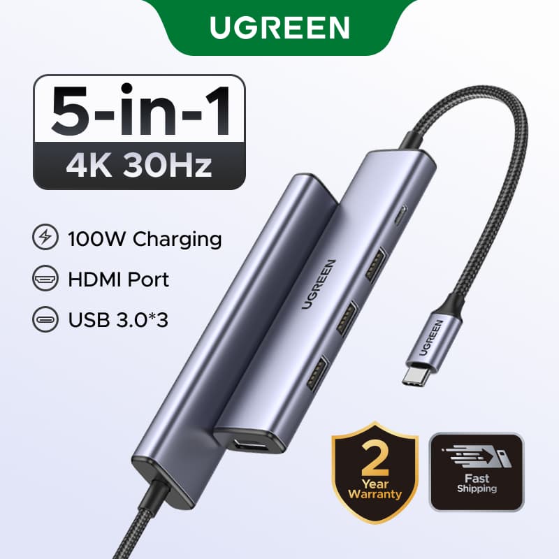 UGREEN USB C HUB Tipo A 4K 30Hz HDMI PD100W 3.0 Adaptador Multifuncional Dock Para MacBook Pro Air  Xiaomi DELL Insprion