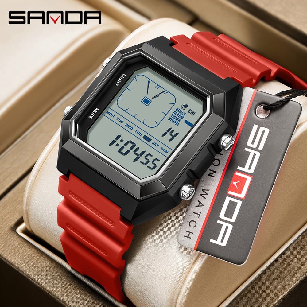 SANDA 6307 Moda Relógios Digitais Para Homem Multifuncional Esporte Relógio Eletrônico À Prova D'água-39