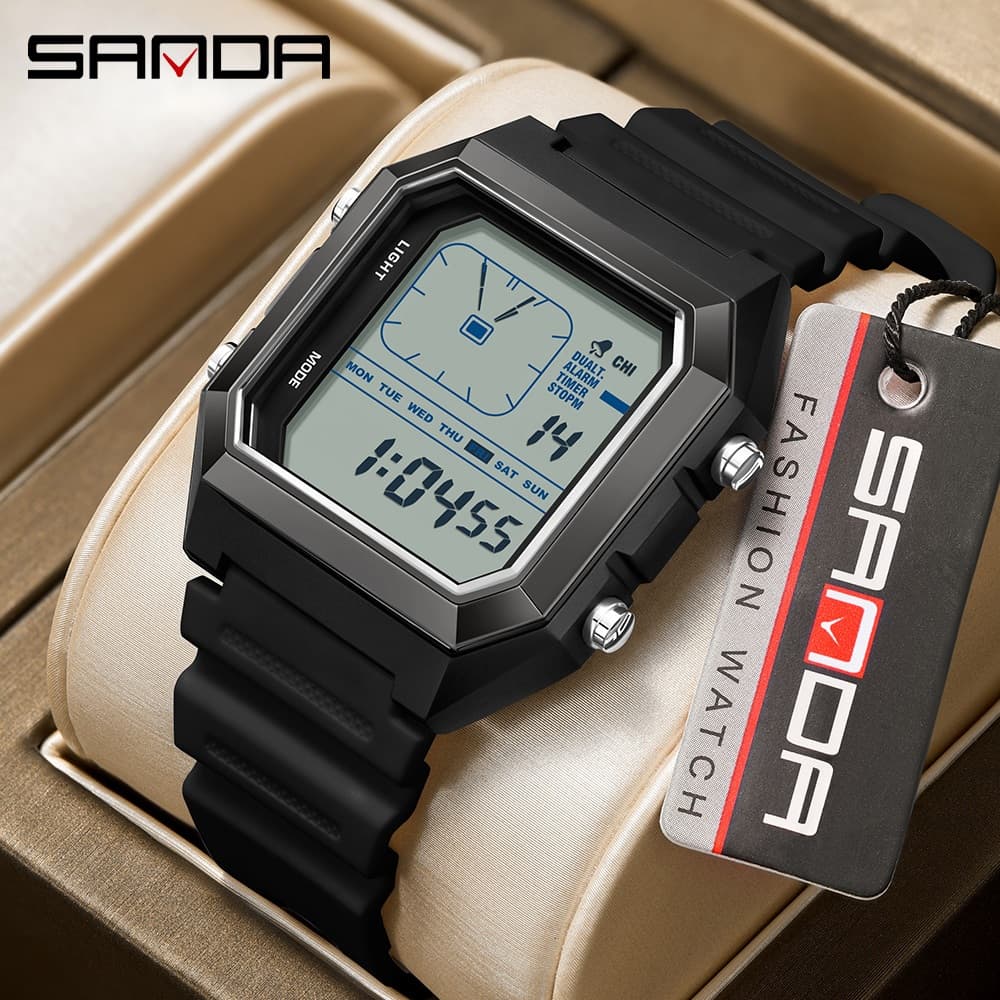 SANDA 6307 Moda Relógios Digitais Para Homem Multifuncional Esporte Relógio Eletrônico À Prova D'água-7