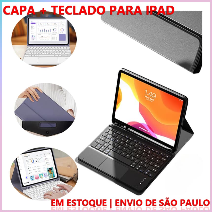 Novo Suporte-Capa iPad 2026: Compatível com 10.2/10.5 / 7-9ª Gênero/Air3 + Teclado ABNT Magnético Bluetooth!