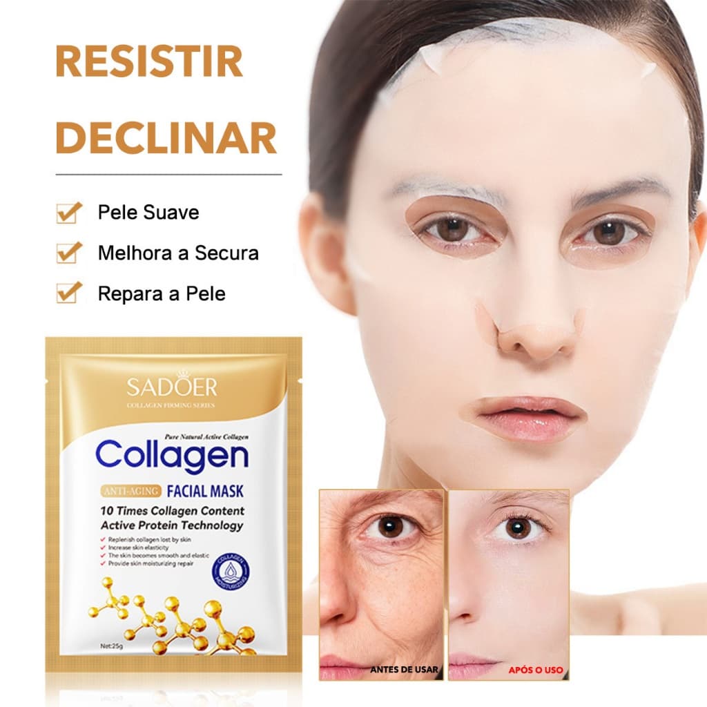 Máscara Facial de Colágeno 25g - Hidratação Profunda e Anti-rugas | Rejuvenesce e Deixa Pele Firme