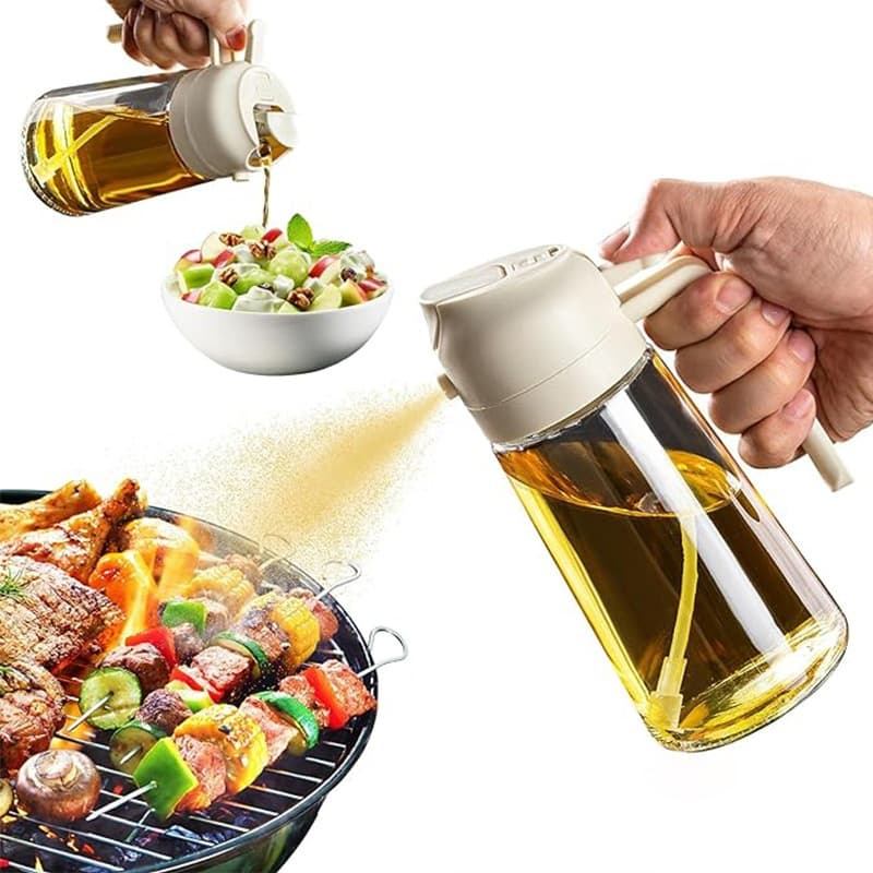 ‌Spray Borrifador 2 em 1 - Azeite e Vinagre, Vidro 470ML | Para Cozinha | Spray e Vazamento