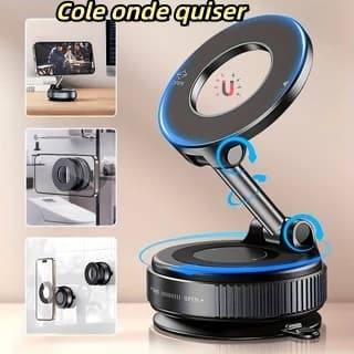 Suporte Magnético para Carro 360° Dobrável com Vácuo Ajustável - Uso Universal