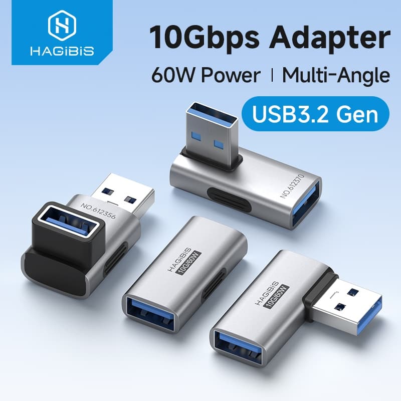 Hagibis Adaptador USB 3.2 Ângulo Reto De 90 Graus Um Macho Para Fêmea Conector OTG Extensor De Cabo Laptops Carregador P