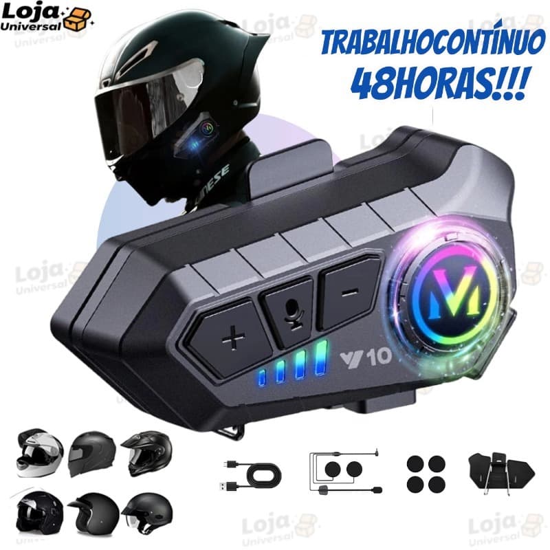 Y10 Fone Para Capacete De Moto Com Luz Ambiente Bluetooth 5.3 Para Capacete Ipx6 À Prova D'água Para motocicleta-LU