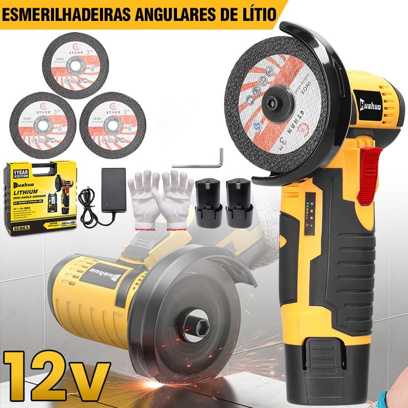 Rebarbadora Portátil Recarregável De Íon De Lítio 12V Com Lâmina De 100 Mm E 2 Baterias