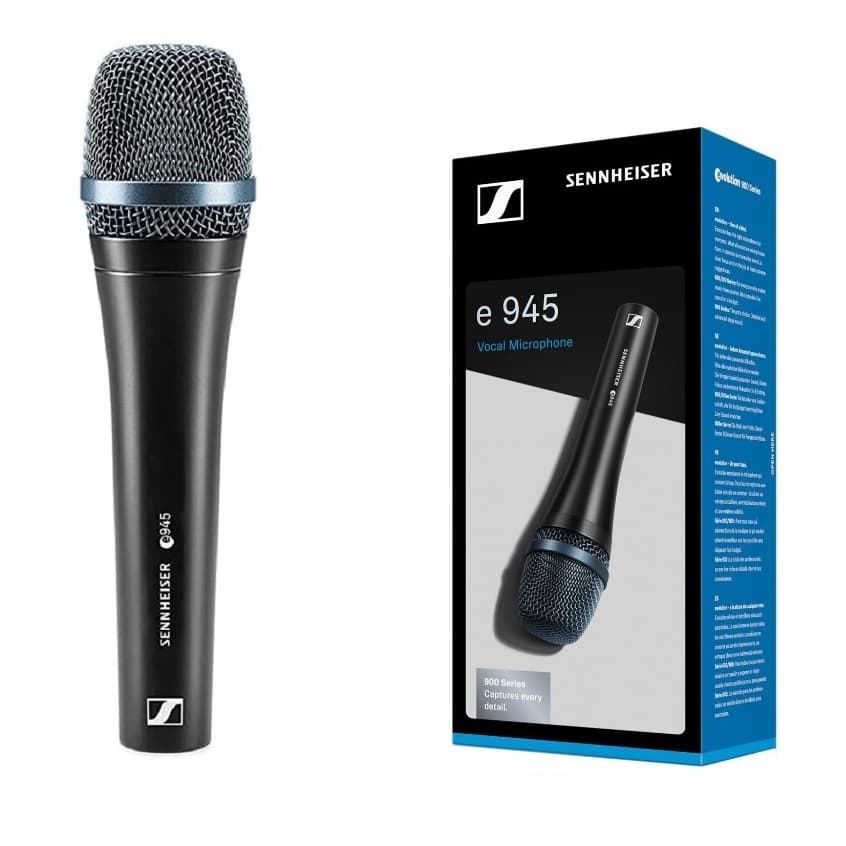 Microfone Sennheiser E945 Dinâmico Supercardioide Profissional Para Voz e Palco
