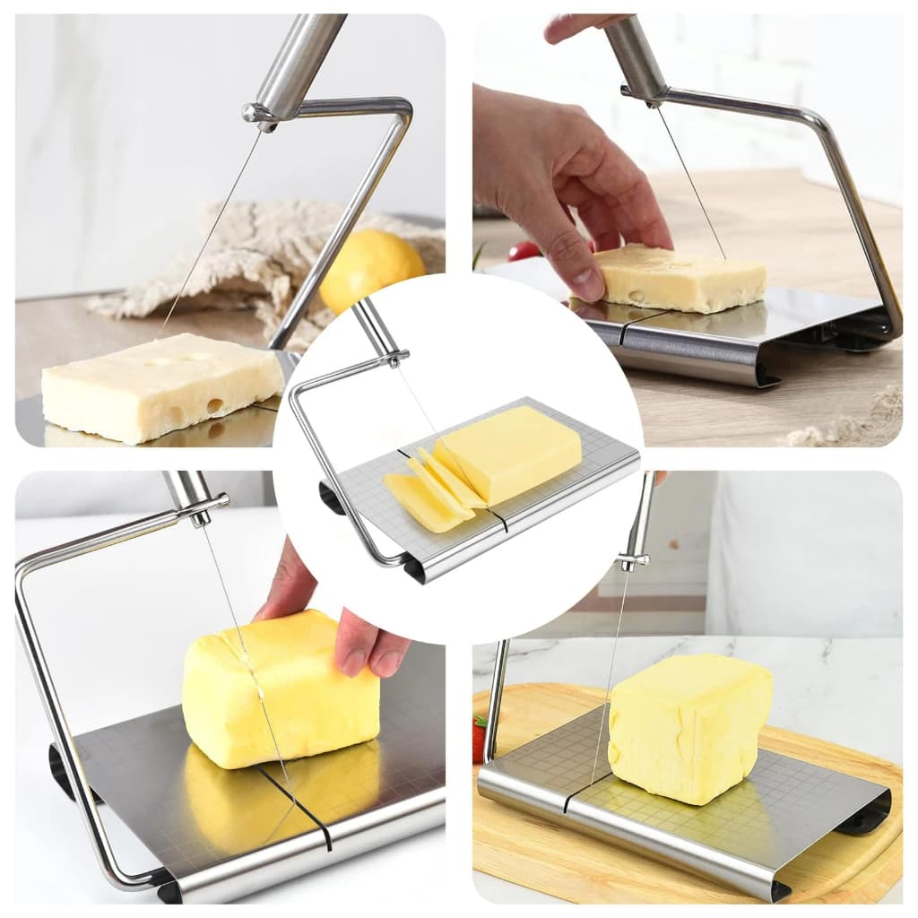 Cortador de Queijo Inox com 6 Fios de Aço – Fatiador Profissional com Base Antiderrapante
