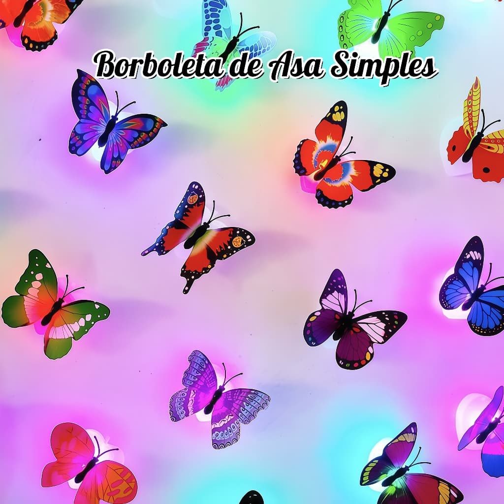 12 Peças Luzes de Borboleta Luminosas Autocolantes Decoração de Parede para Festas - Com Luz LED