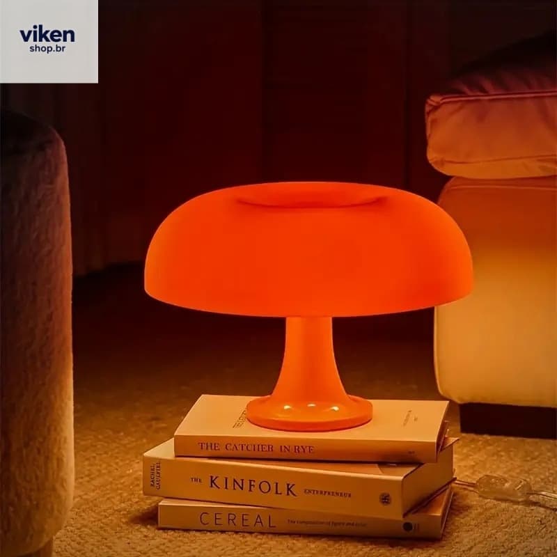 Abajur de Led Cogumelo Luminária Retrô USB para Estudo Quarto Sala Decoração Vintage VIKEN