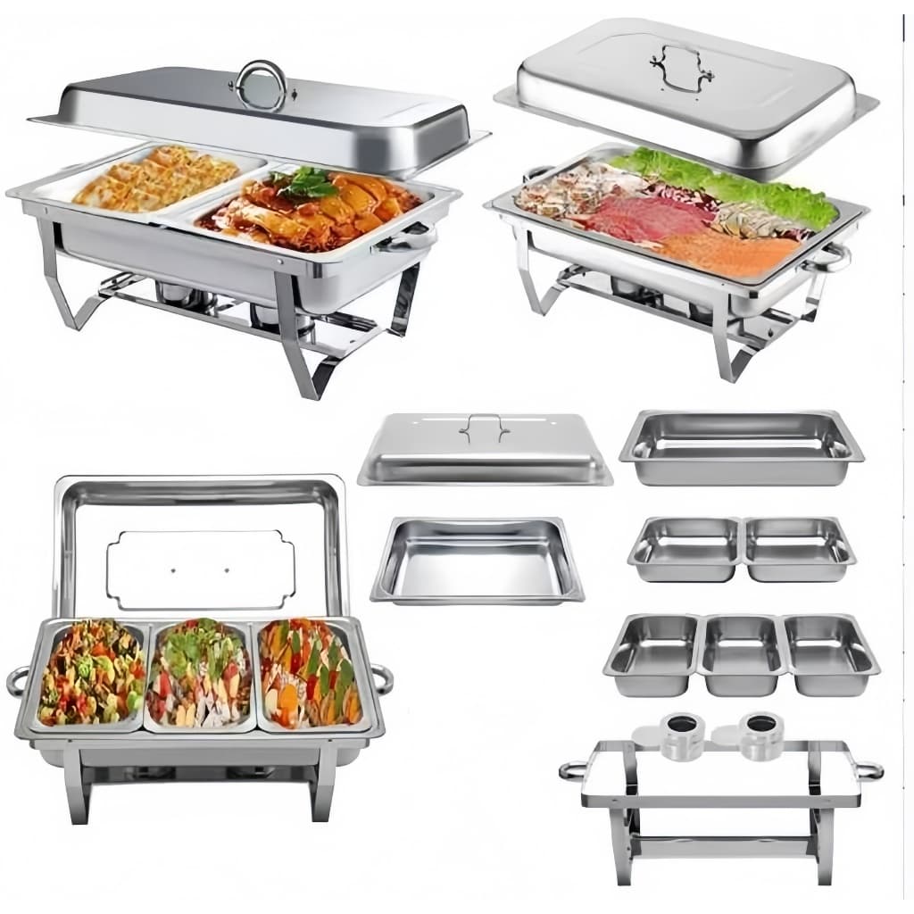 Rechaud Inox 9 Litros 1/2 Panelas 2 Cubas Buffet