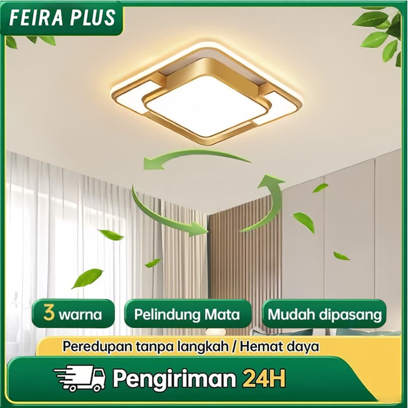 Luminária de LED de Sobrepor Quadrado Bivolt 3 Cores Com Luz Central Dupla Lustre de teto 110/220V