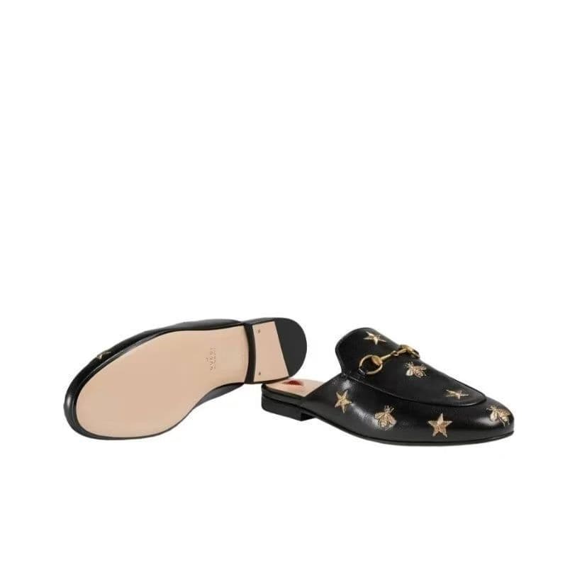Mocassins de tamanho grande Muller sapatos femininos 2025 novo estilo abelha bordado meio suporte pessoas preguiçosas de