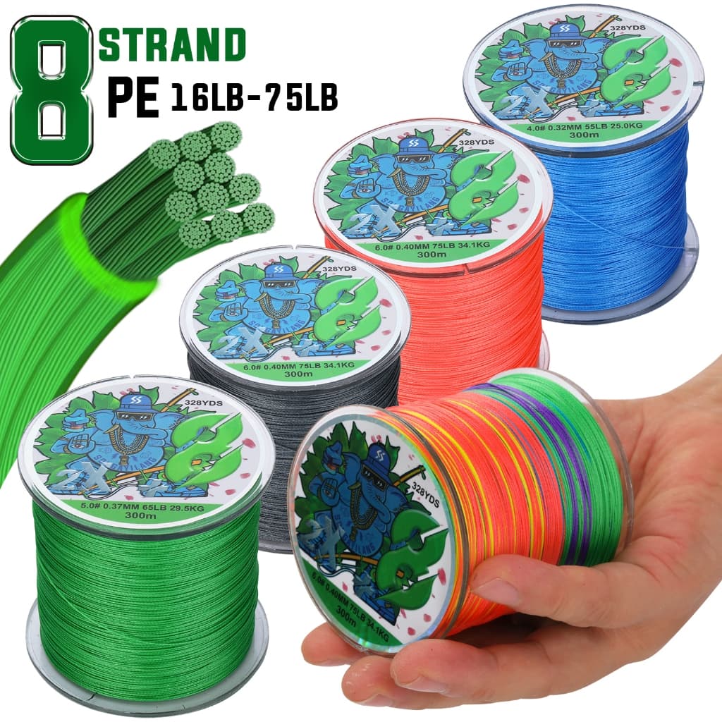 Sougayilang X8 300M Linha De Pesca Trançada 5 Cores 0.6 #-6.0 Mais Suave 16-75 Lb Super Forte Resistente Ao Desgaste Par