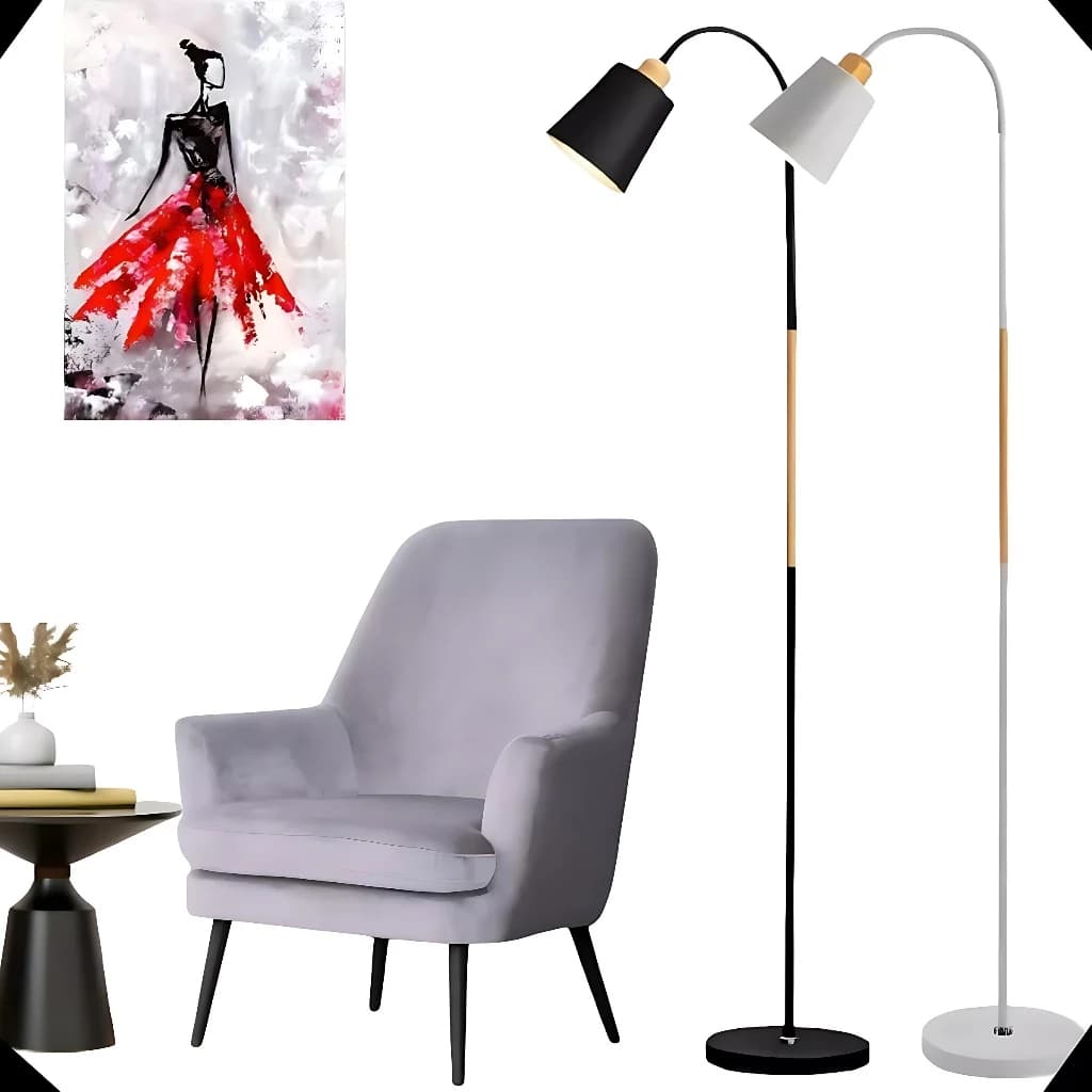 Luminária De Chão Pedestal De Piso Abajur Articulada Flexivel