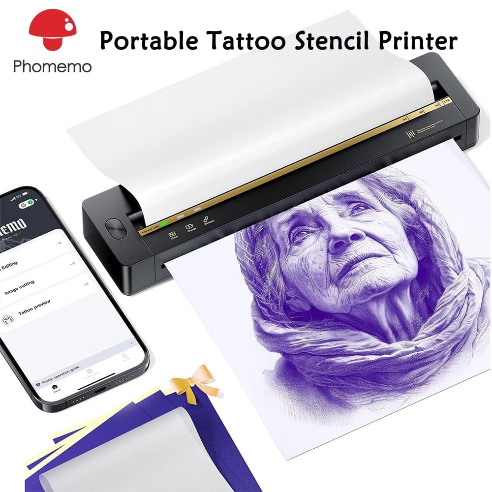 Impressora Portátil De Estêncil De Tatuagem Phoemo A88U , Compatível Com Almofada De Telefone E PC