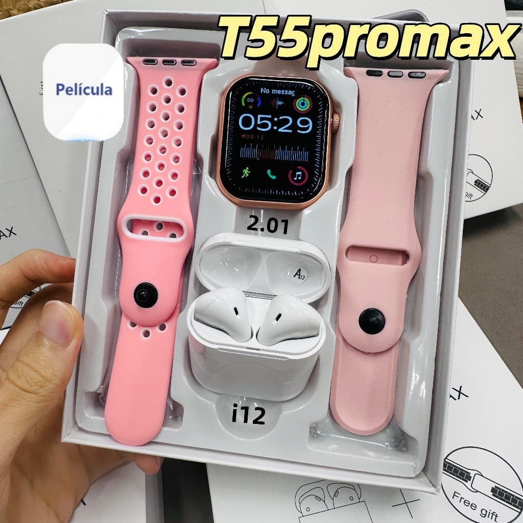 2026 Smartwatch T55 pro max 2 Em 1 c/Fone Bluetooth-Relógio Inteligente IWO 16