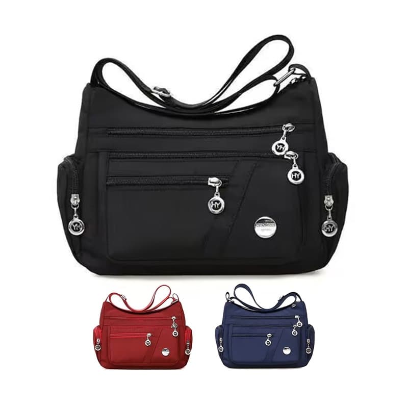 Bolsa crossbody de Nylon feminina - bolsa crossbody com zíper à prova d'água e vários bolsos Bolsa de ombro leve